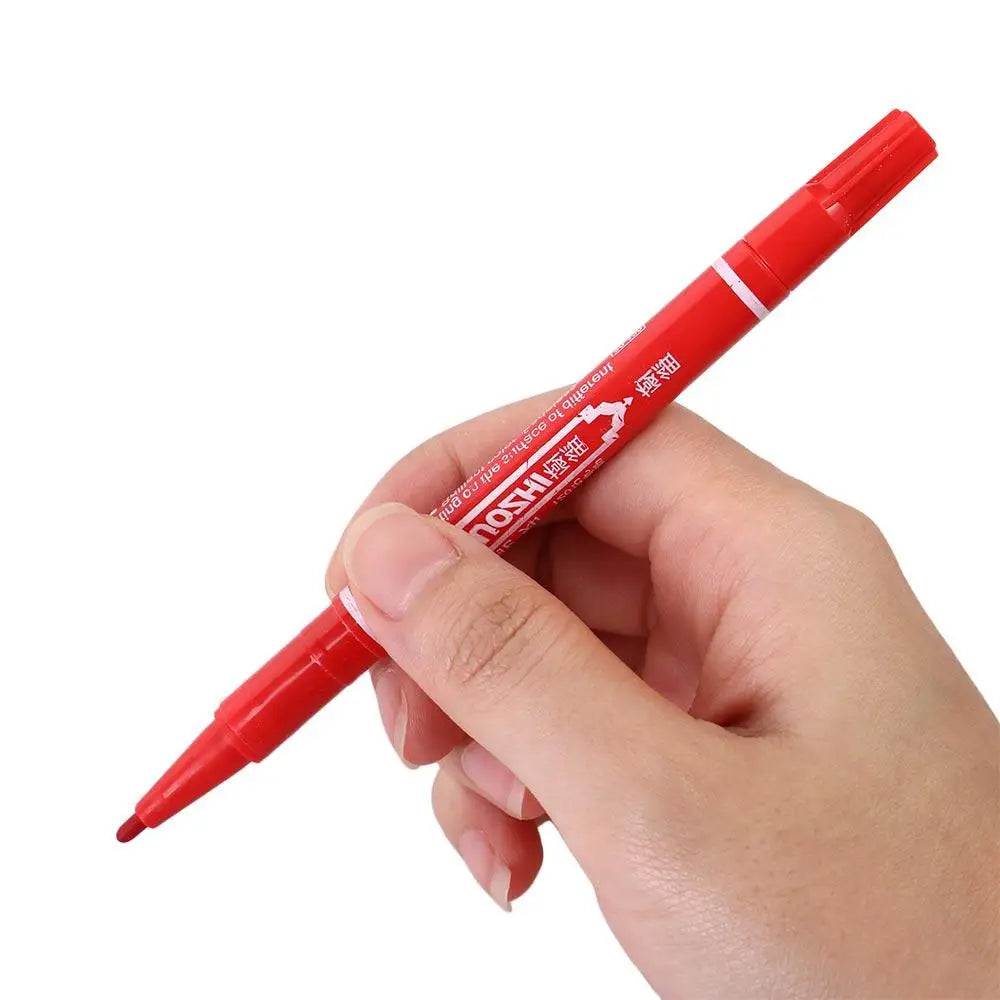 2Pcs/set Thin Pen Tip Tattoo Skin Marker Pen Waterproof Black/Red/Blue Ink Double Headed Marker Pen Large Capacity Stationery