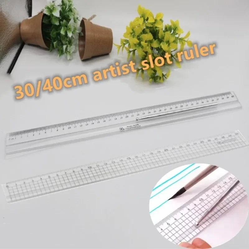 30cm/40cm Border Ruler Draw Straight Line Ruler Brush Drafting Supplies Drawing Tools Watercolor/gouache Painting Art Supplies
