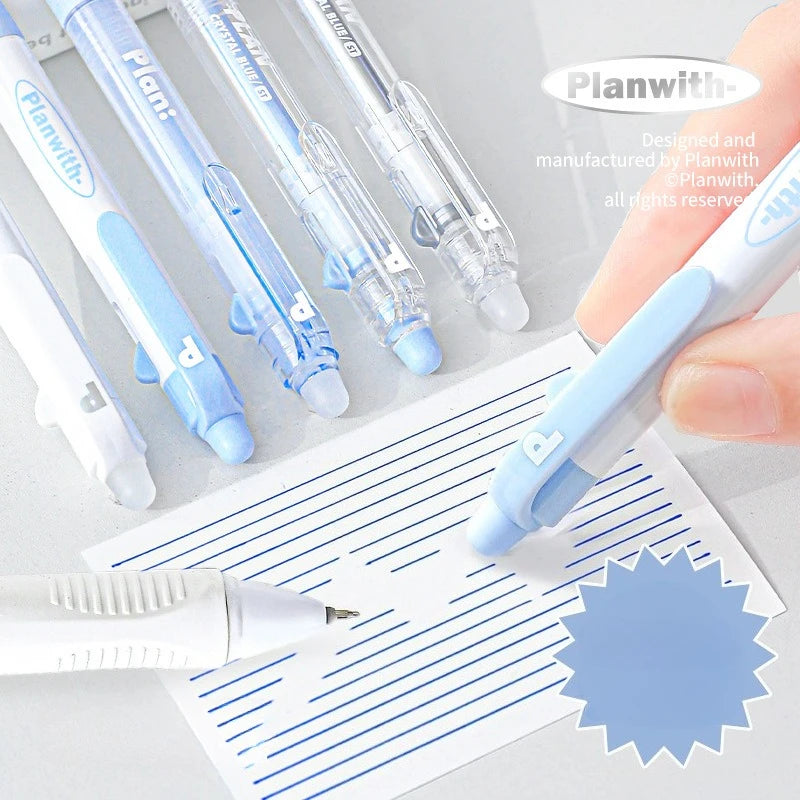 3PCS/set Simplicity Stationery Student Erasable Gel Pen Blue White Color Writing Pen 0.5mm Blue Ink Erasable School Pen Kids Git